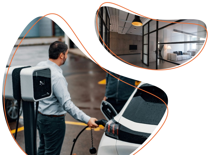 Bornes de recharge installées sur le parking d'une entreprise
